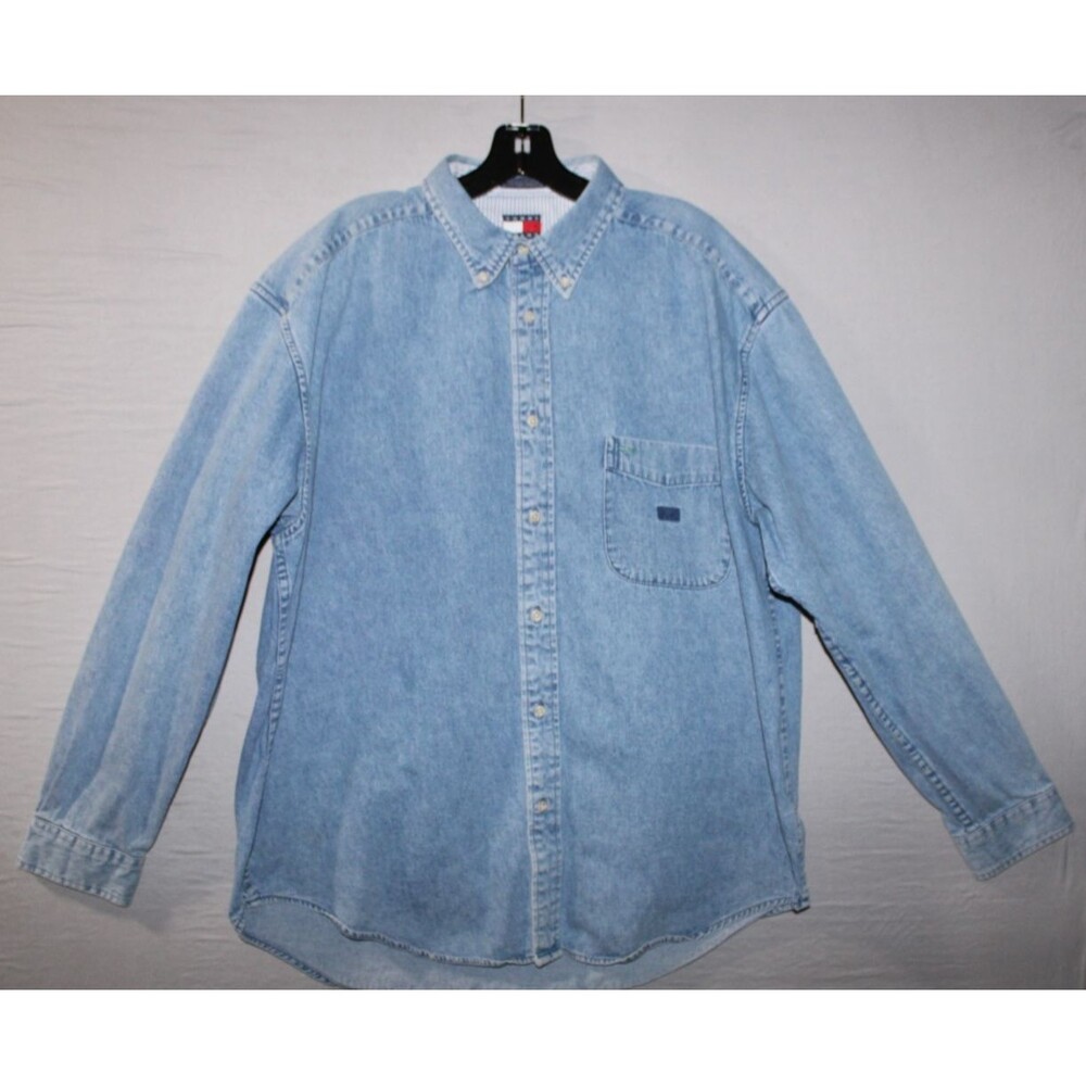 Vintage Tommy Hilfiger Tommy Jeans Denim Shirt Men XL Casual Button Up 90s